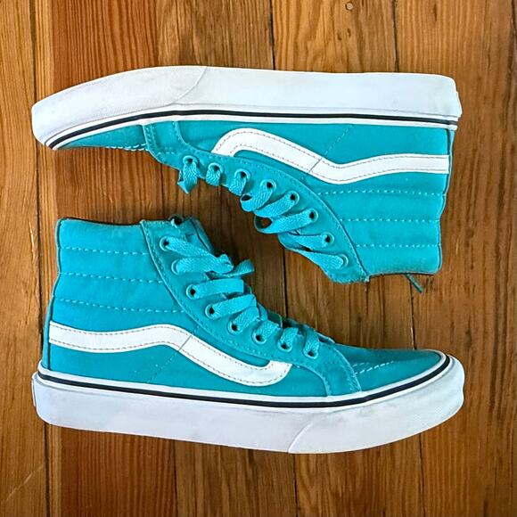VANS SK8 Hi Top Canvas Lace Up Sneakers Women Size 7 Men 5.5 AQUA Unisex - Picture 1 of 16